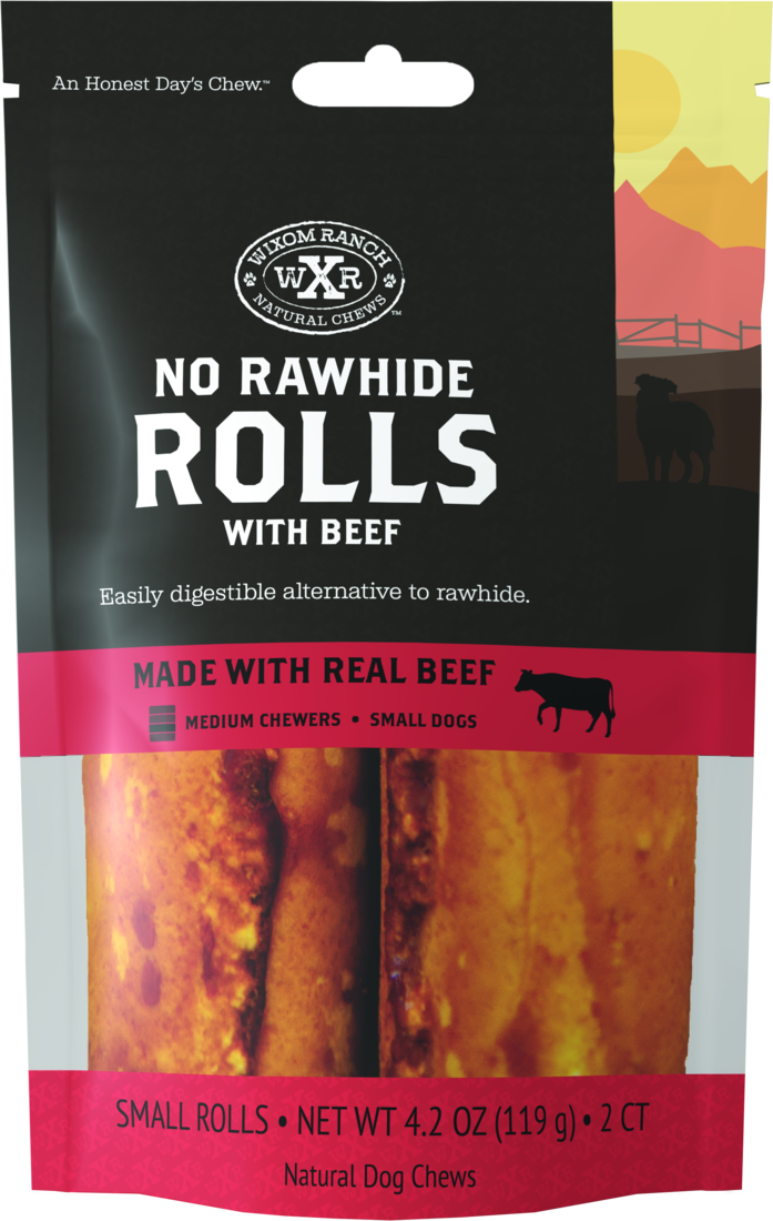 Wixom Ranch Natural Chews No Rawhide Rolls With Beef, Small