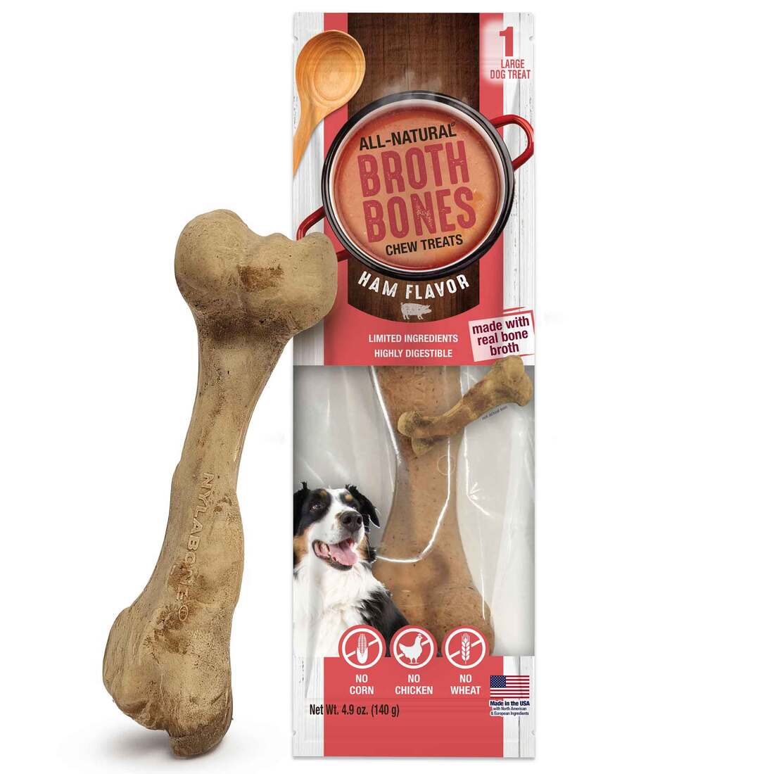 Nylabone Ham Broth Bones Dog Chew
