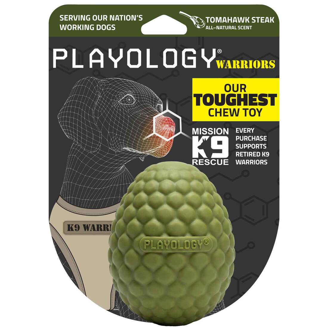 Playology Warriors Teething Nub Egg Dog Toy, Beef, Jumbo