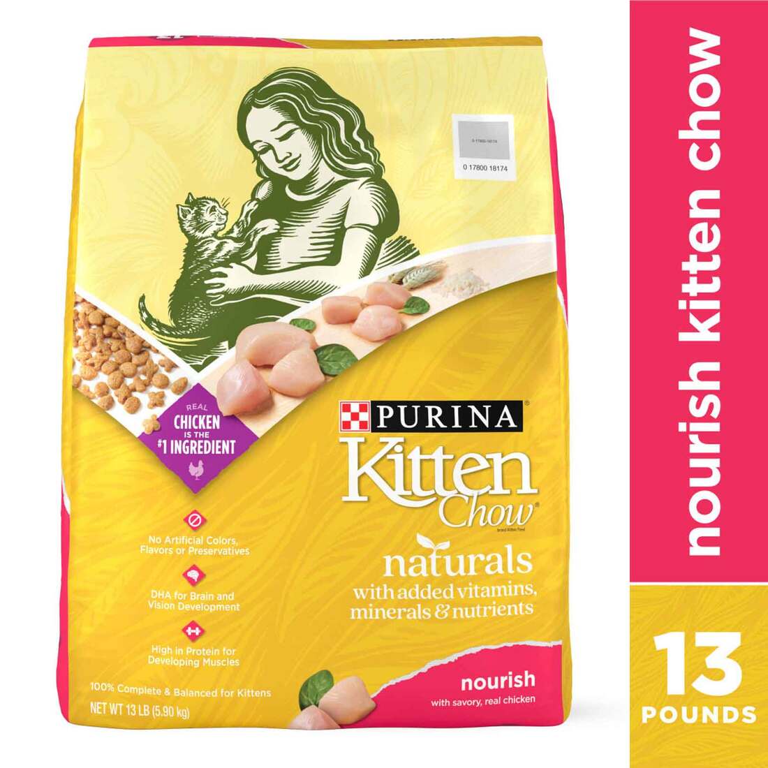 Purina Kitten Chow High Protein Cat Food Naturals With Added Vitamins, Minerals and Nutrients - 13 P