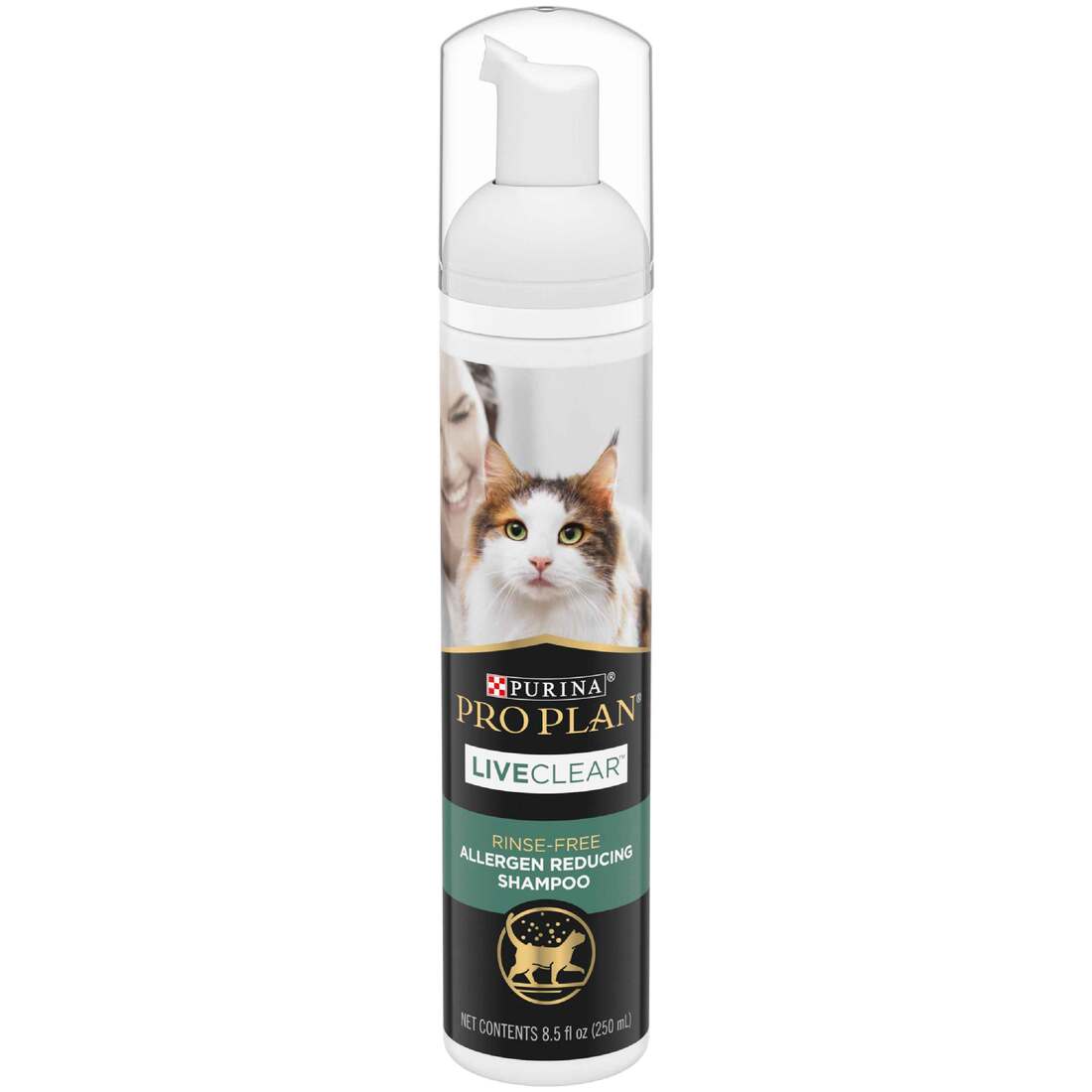 Purina Pro Plan Rinse Free, Allergen Reducing Dry Shampoo for Cats, LIVECLEAR Cleansing Foam - 8.5 O