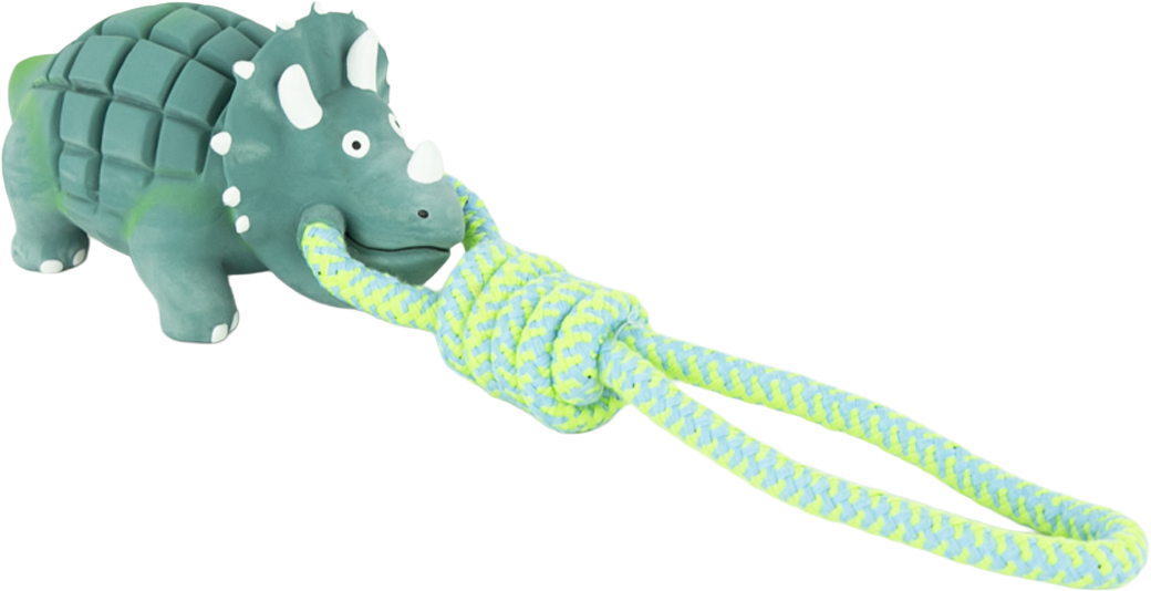 Play On Rope with Latex Dinosaur Dog Toy