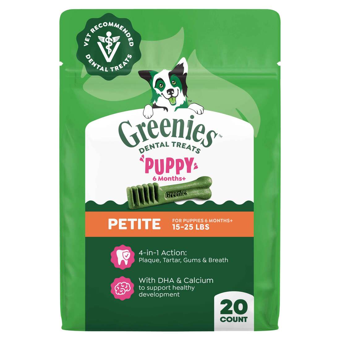 GREENIES Puppy 6+ Months Petite Natural Dog Dental Care Chews Oral Health Dog Treats, 12 Ounce Pack - Image 2