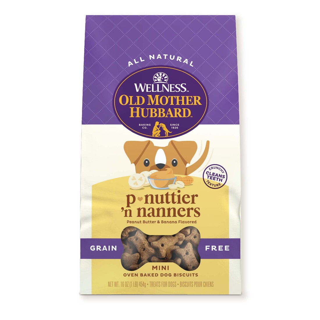 Wellness Old Mother Hubbard Classic P-Nuttier 'N Nanners Grain Free Mini Oven-Baked Biscuits Dog Tre