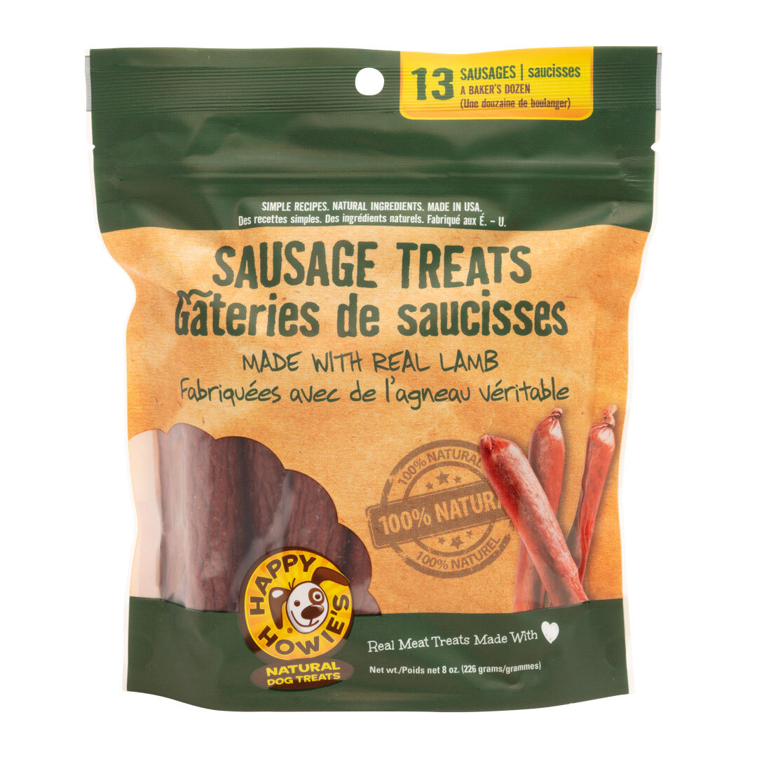 Happy Howie's Lamb Sausage Dog Treats, 8 Ounces