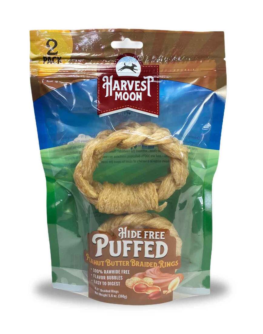 Harvest Moon Hide Free Peanut Butter Puffed Donuts Dog Treats, 2 Count