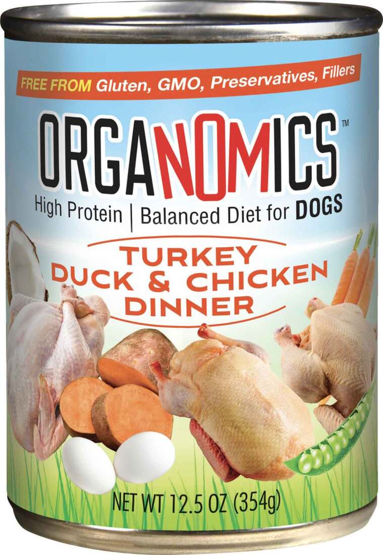 Evangers Organomics Grain-Free Wet Dog Food, Duck, Turkey, Chicken, 12.8 Ounces