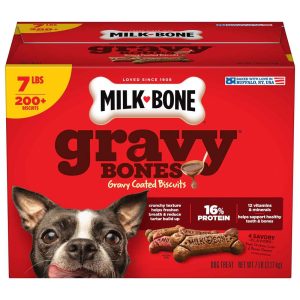 Milk-Bone GravyBones Dog Biscuits, Gravy Coated Small Dog Treats, 7 Pound Box