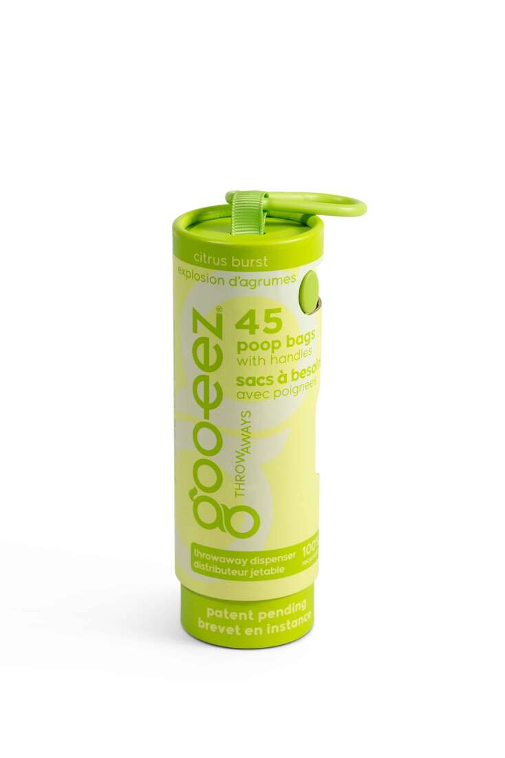 Goo-eez Compact Eco-Friendly Poop Bag with Disposable Dispenser, Citrus Burst, 45 Bags