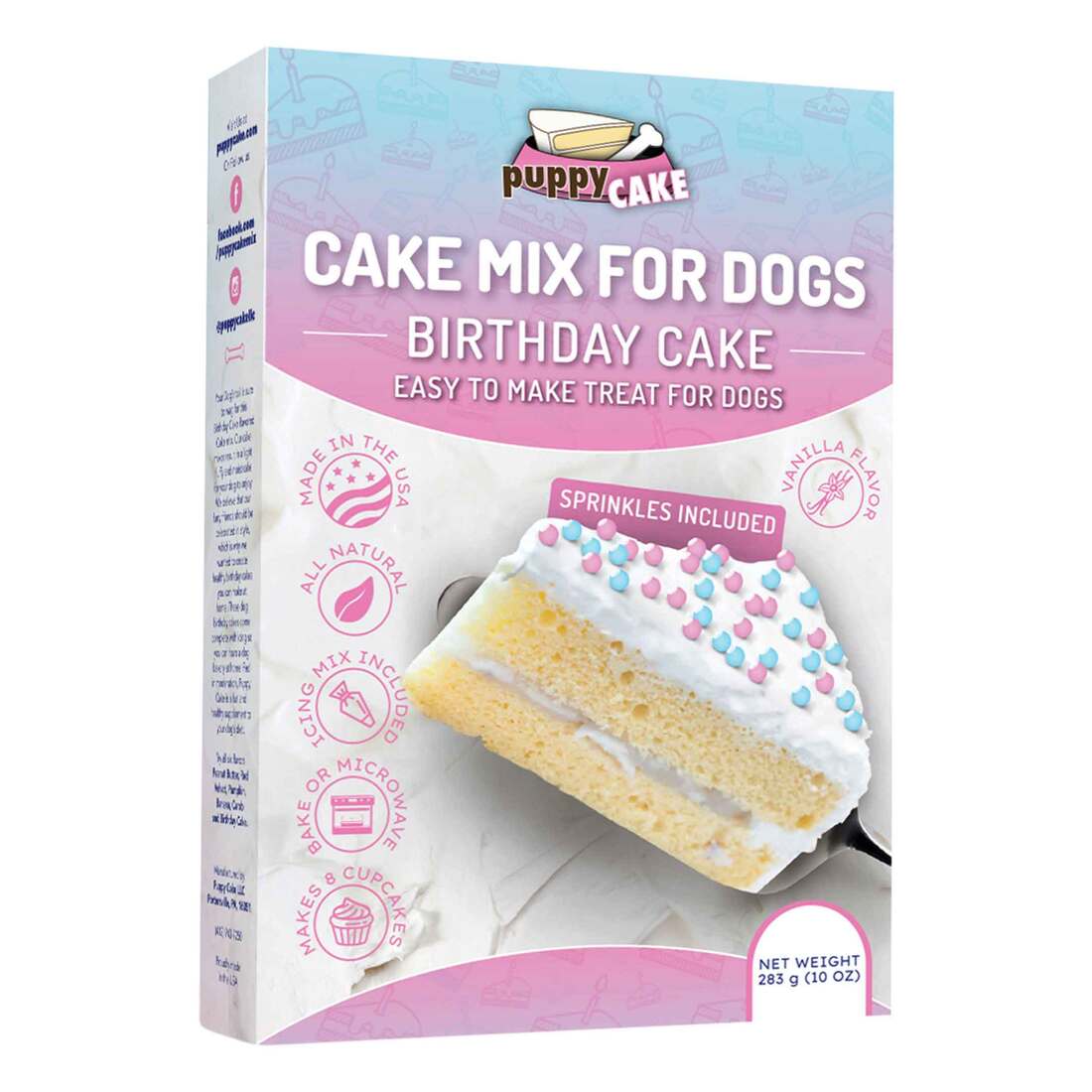 Puppy Cake Dog Birthday Cake Mix, Birthday Cake Flavor with Sprinkles, 10 Ounces