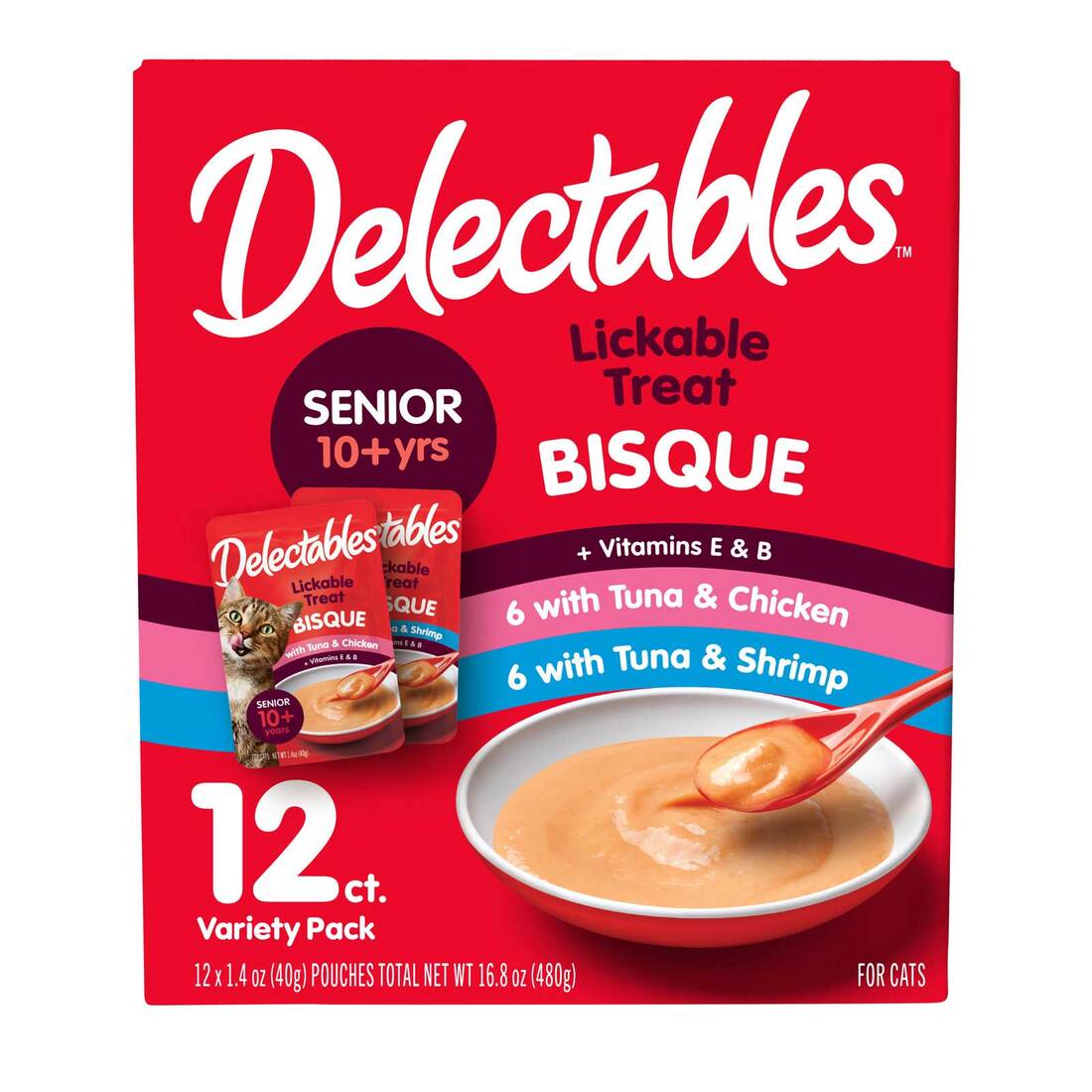 Hartz Delectable Cat Treat Bisque- Senior 10+ 12pk Variety, 16.8 Ounces, 12 Pack
