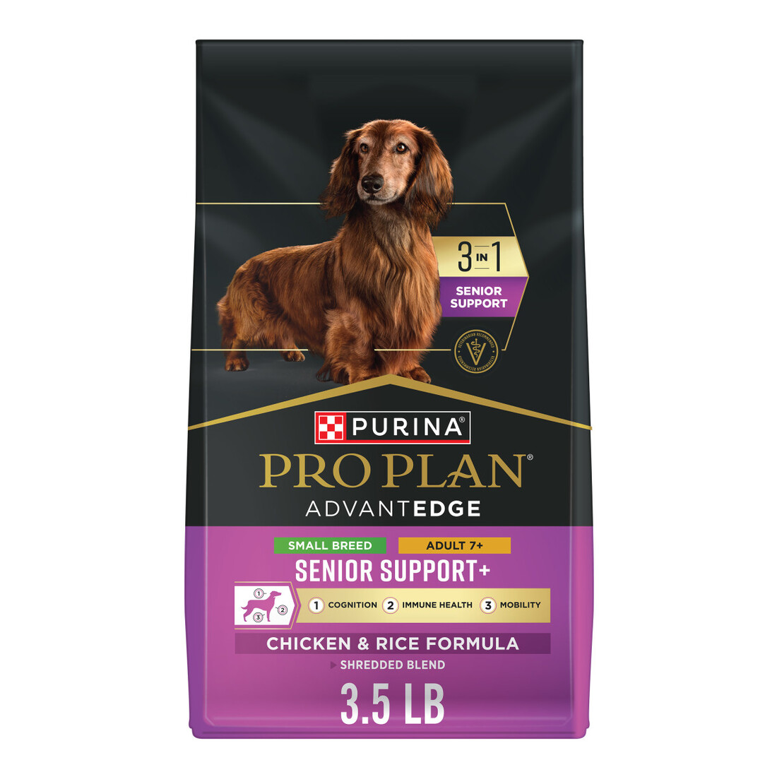 Purina Pro Plan AdvantEDGE Senior Support Plus Small Breed Shredded Blend Chicken and Rice Formula D - Image 2