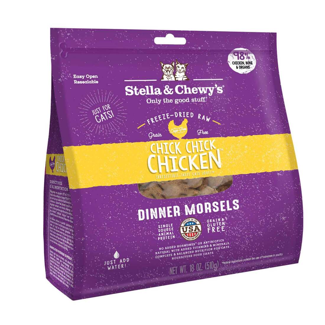 Stella & Chewy's Freeze Dried Cat Food, Chick Chick Chicken Dinner Morsels, 18 Ounces
