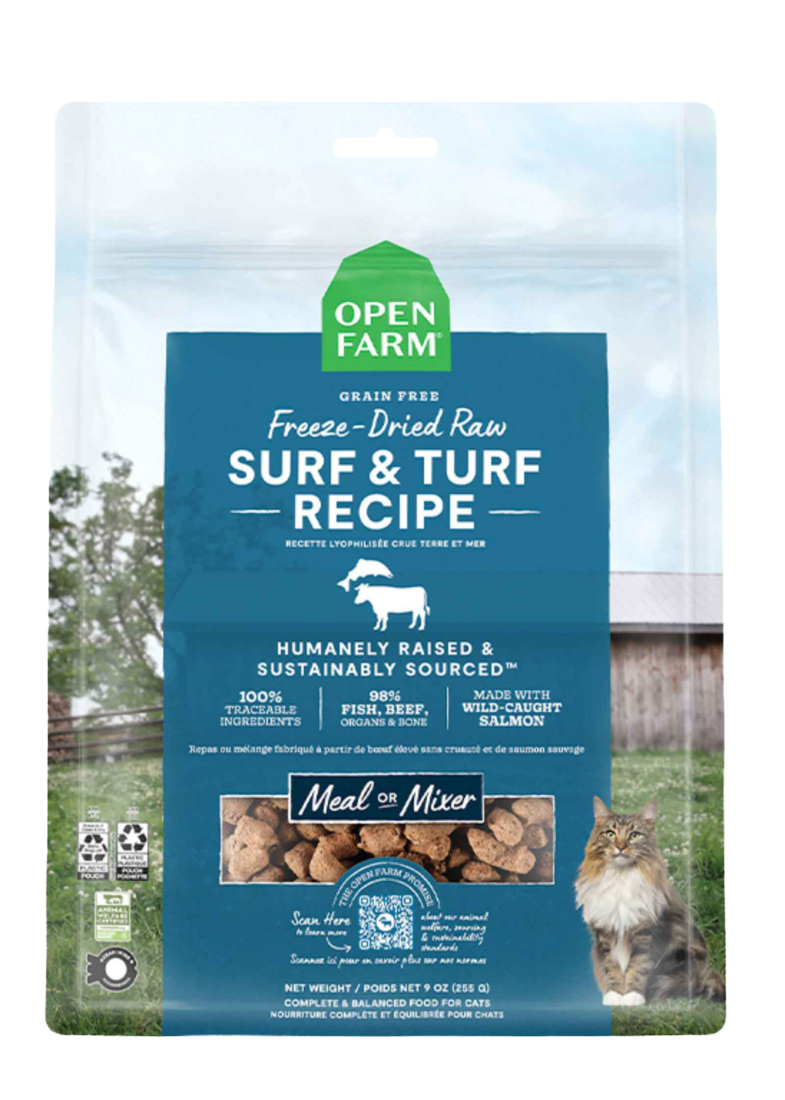 Open Farm Grain Free Freeze Dried Raw Surf & Turf Recipe Cat Food, 3.5 Ounces