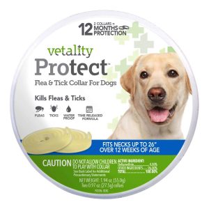 Vetality Protect  Flea & Tick Collar for Dogs, 12 Month Protection, 2 Count