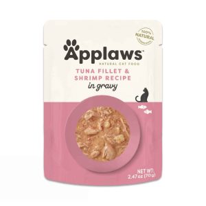 Applaws Natural Wet Cat Food, Tuna Flakes with Shrimp in Gravy, 2.47 Ounces