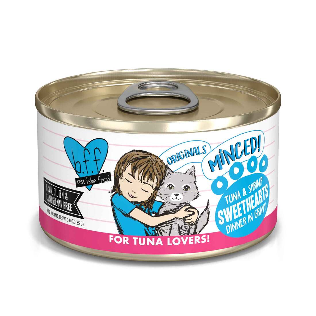 Weruva BFF Minced Natural Wet Cat Food, Tuna & Shrimp Sweethearts, 3 Ounces
