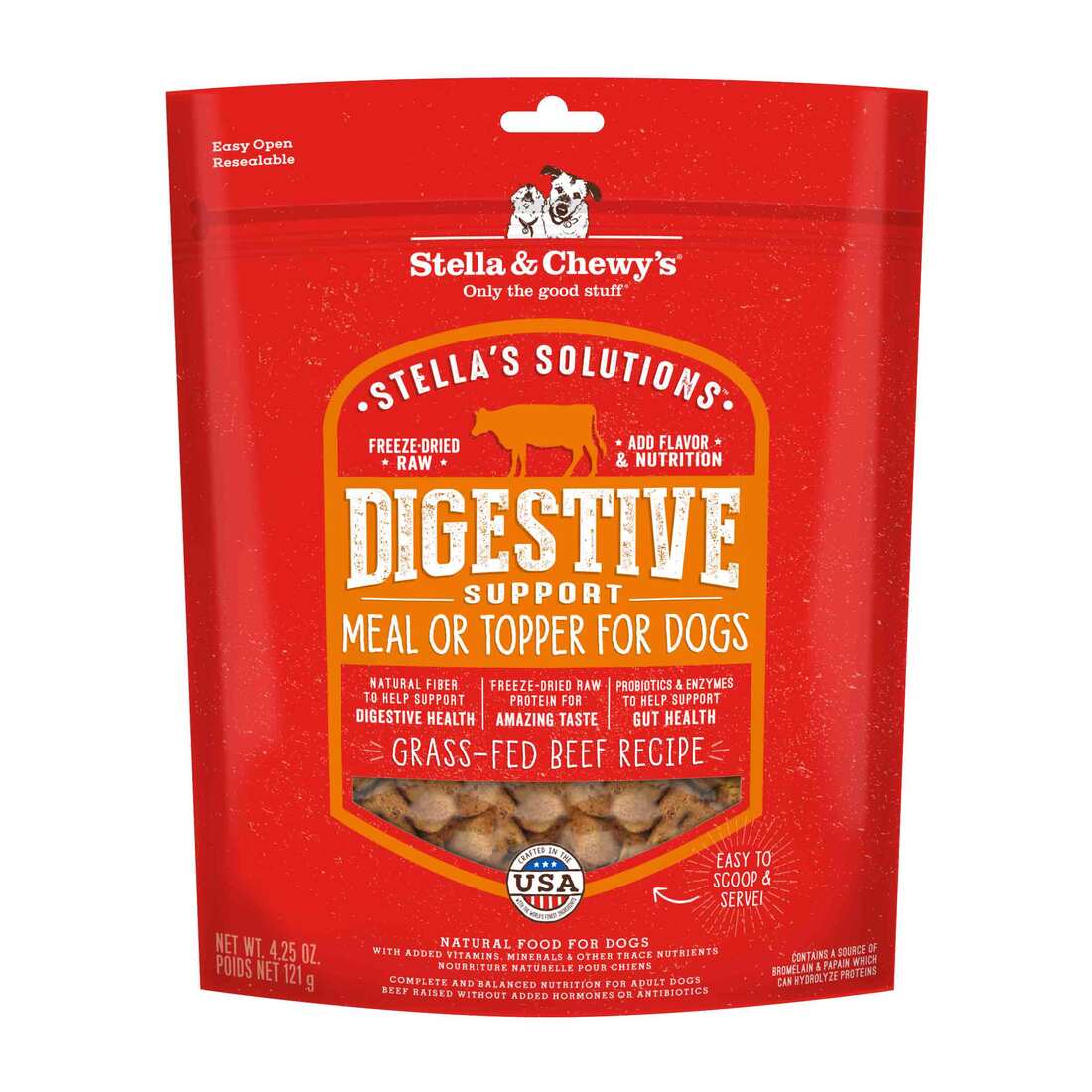 Stella & Chewy's Stella's Solutions Freeze Dried Raw Dog Food, Digestive Support Grass-Fed Beef Reci