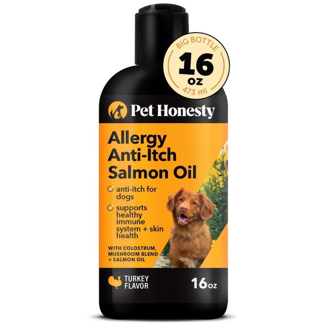 Pet Honesty Dog Anti Scratch Salmon Oil, Turkey Flavor, 16 Ounces