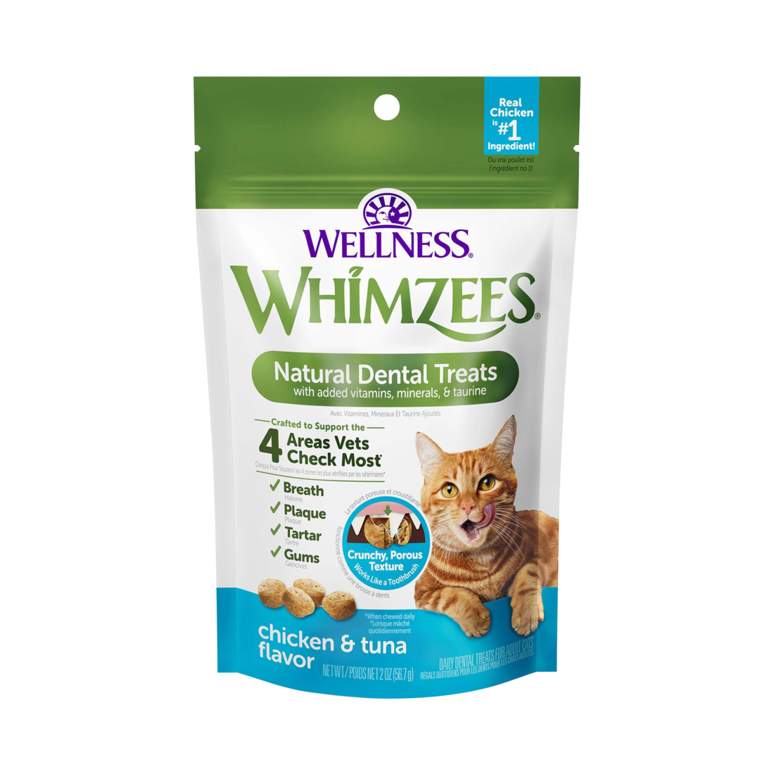 Wellness WHIMZEES Natural Cat Dental Treats, Chicken & Tuna Flavor, 2 Ounce