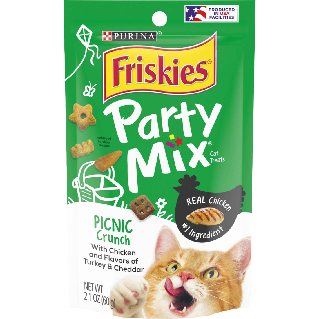Purina Friskies Cat Treats, Party Mix Picnic Crunch - 2.1 Ounce Pouch