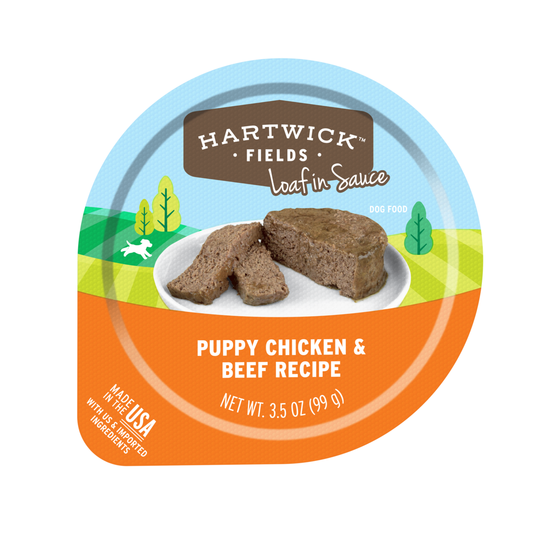 Hartwick Fields Loaf In Sauce Puppy Chicken & Beef Recipe Wet Dog Food, 3.5 Ounces