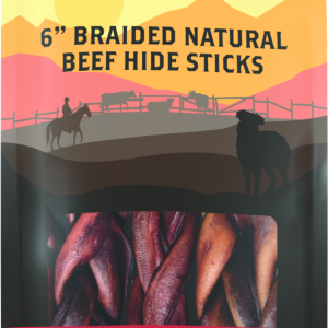 Wixom Ranch Natural Chews Collagen Beef Hide Braid, 6 Inches, 4 Count