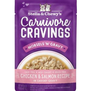 Stella & Chewy's Carnivore Cravings Morsels 'N' Gravy Wet Cat Food, Chicken & Salmon, 2.8 Ounce Pouc