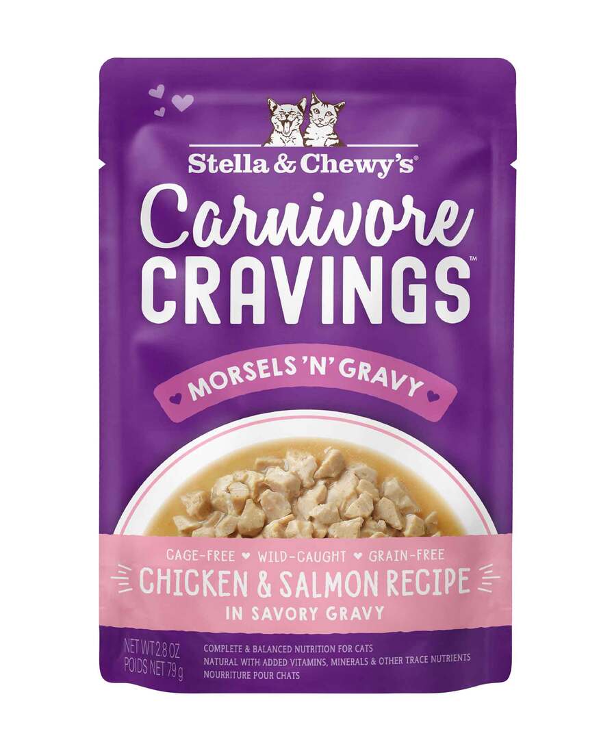 Stella & Chewy's Carnivore Cravings Morsels 'N' Gravy Wet Cat Food, Chicken & Salmon, 2.8 Ounce Pouc