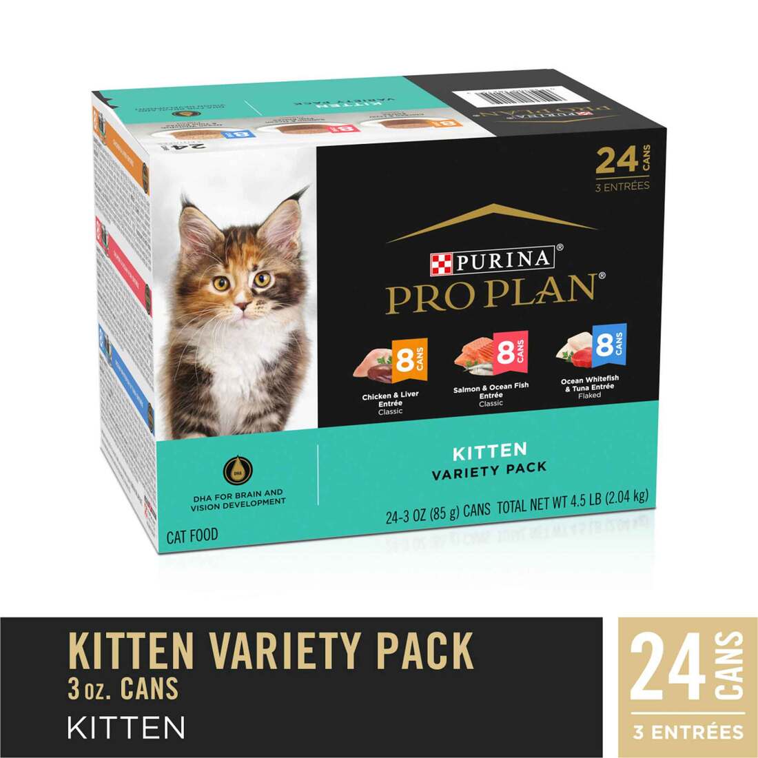 Purina Pro Plan FOCUS Wet Cat Food, Kitten Favories Variety Pack (24), 3 Ounces