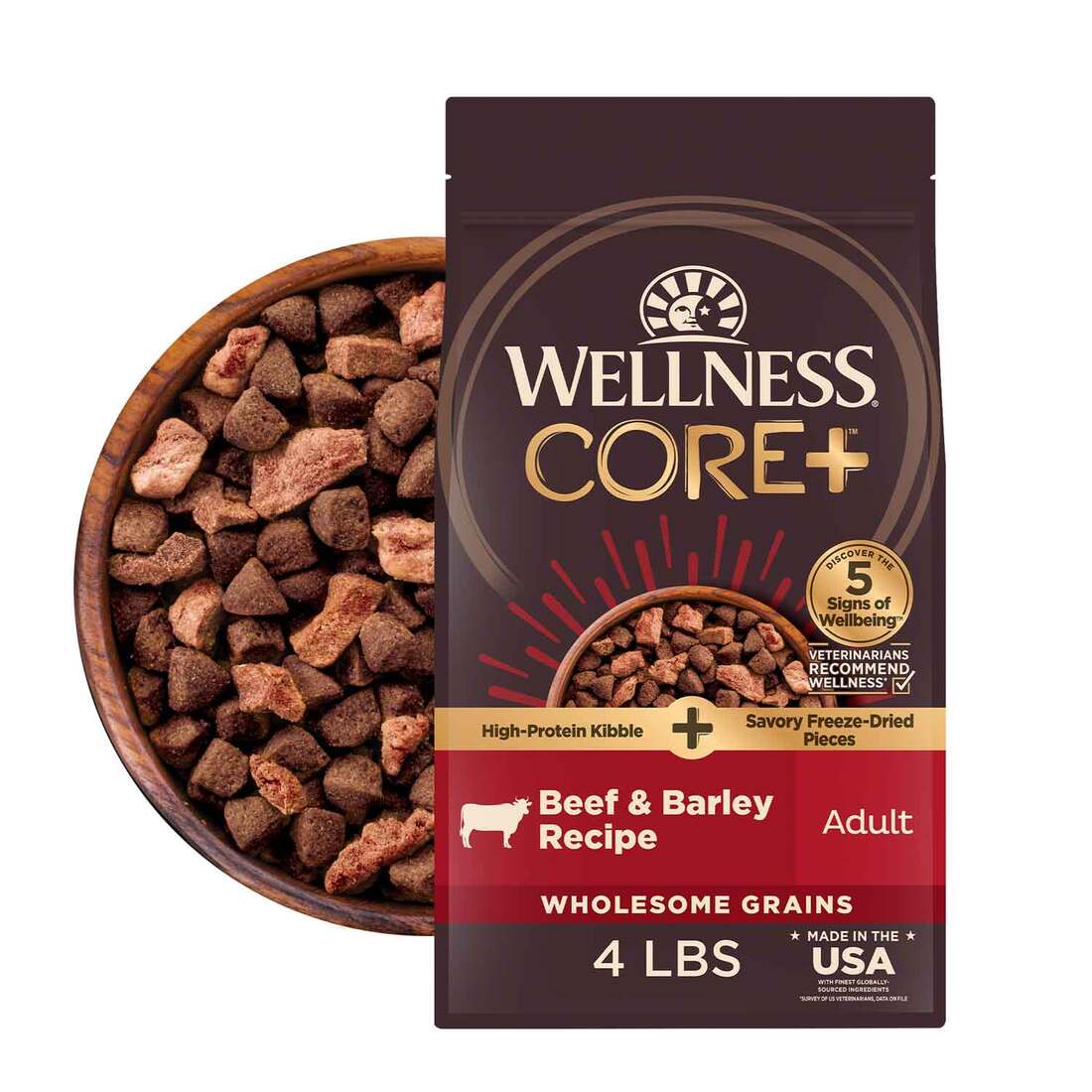 Wellness CORE+ Grained Dry Dog Food, Beef & Barley Recipe - Image 2
