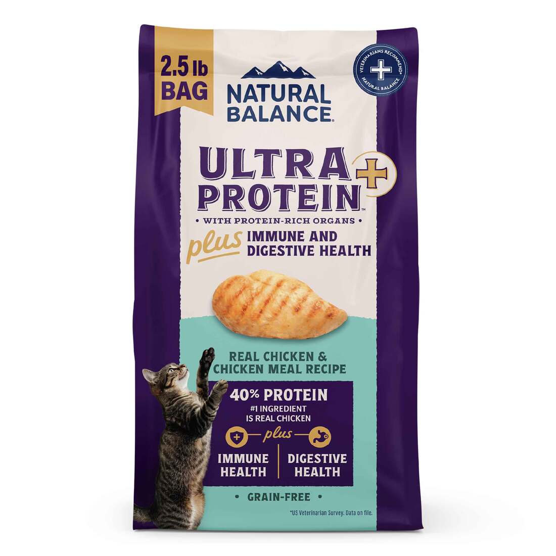 Natural Balance Ultra Protein Plus Dry Cat Food, Immune and Digestive Health Real Chicken & Chicken