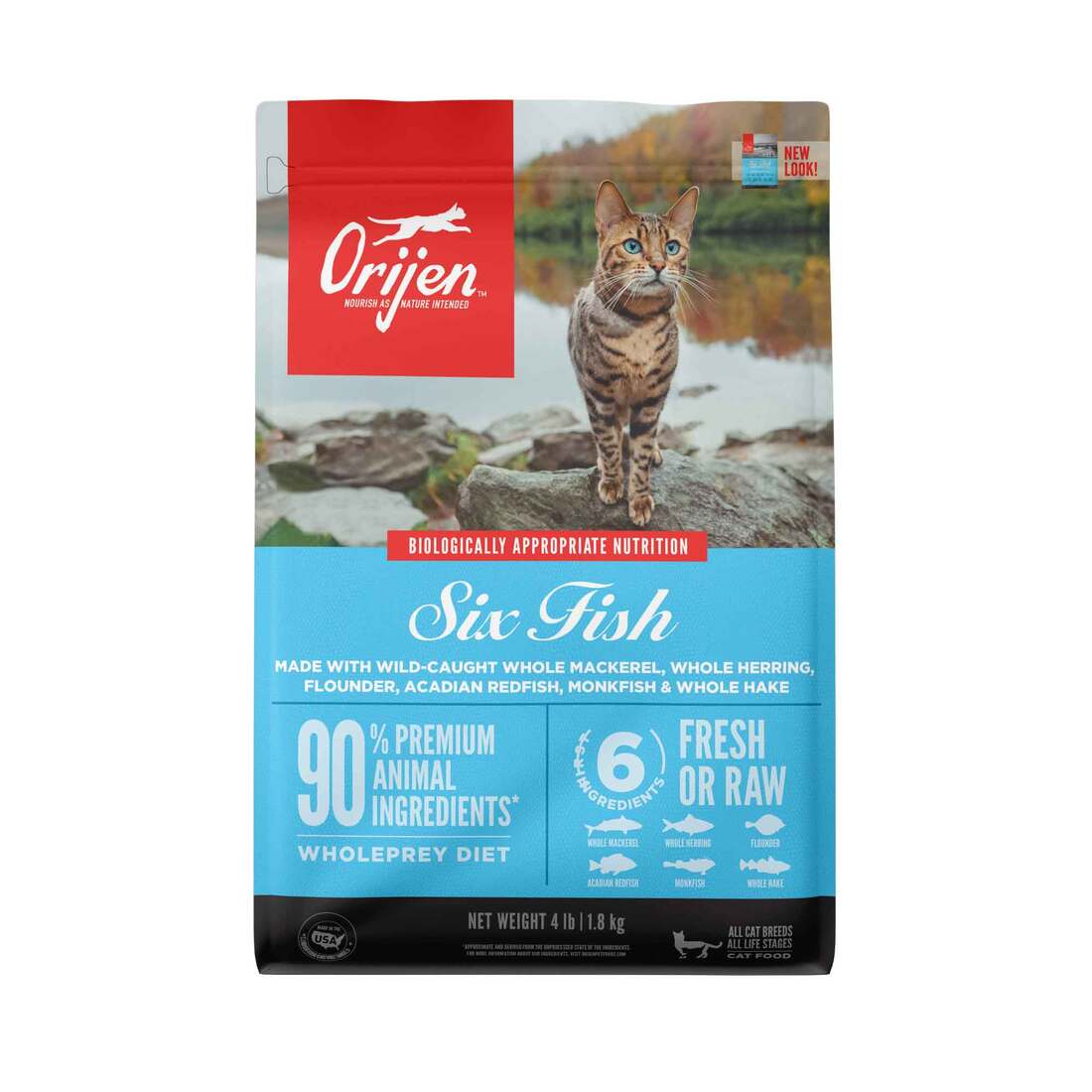 ORIJEN? Dry Cat Food, Grain Free, Premium, High Protein, Fresh & Raw Animal Ingredients, Six Fish, 4