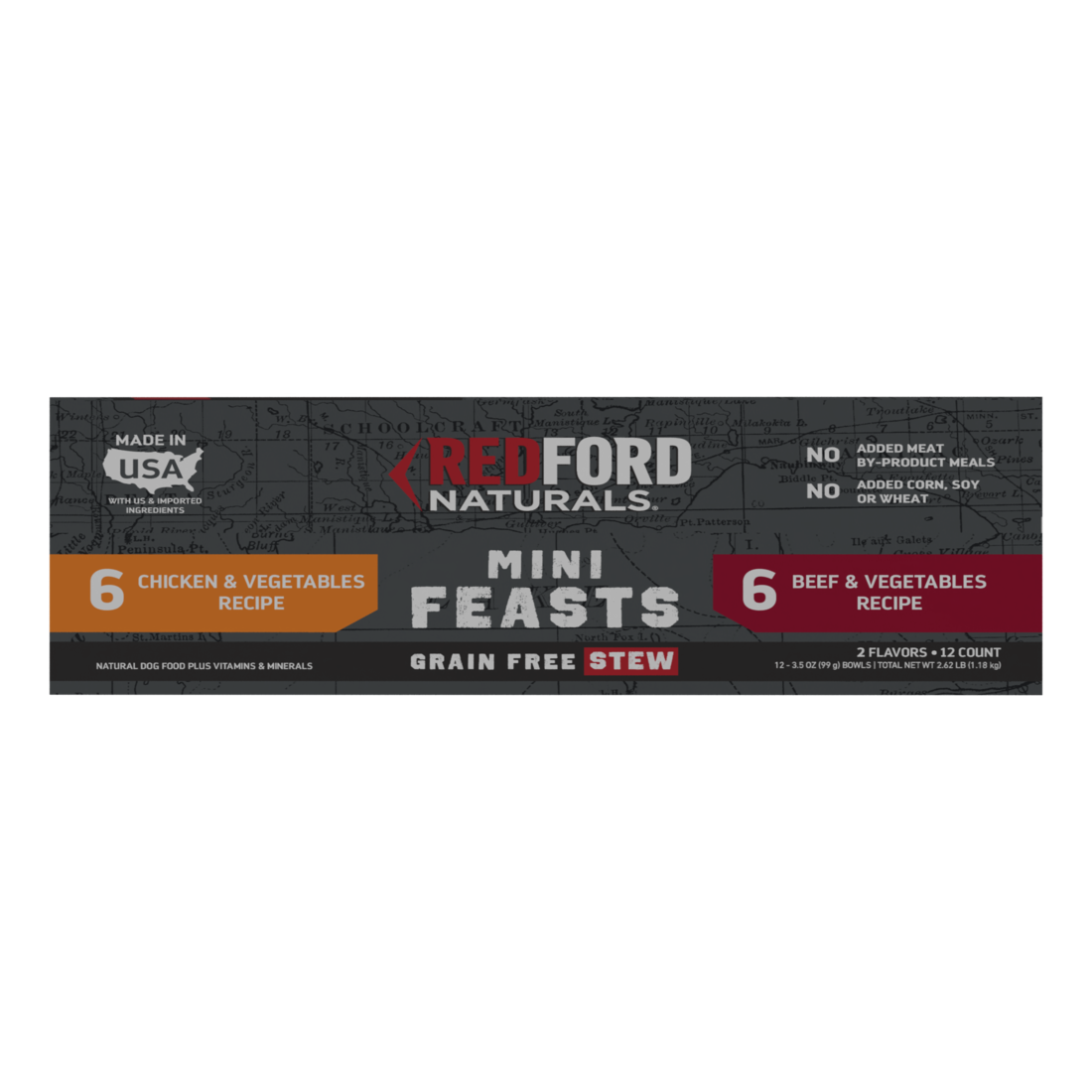Redford Naturals Mini Feasts Grain Free Stew Beef & Chicken Recipe Wet Dog Food Variety Pack, 12 Cou