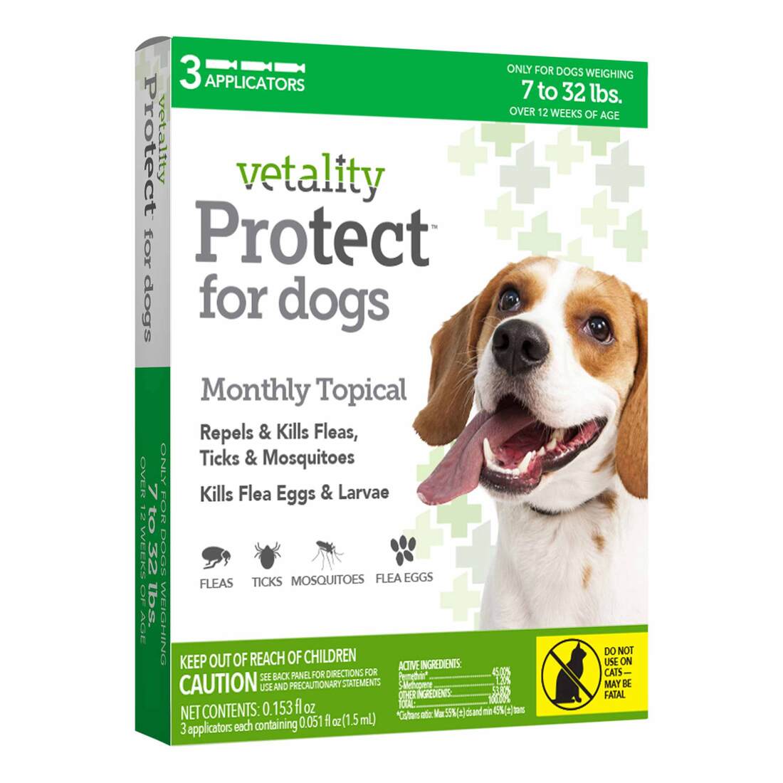 Vetality Protect F&T Topicals for Dogs 7-32 Pounds, 3 Doses