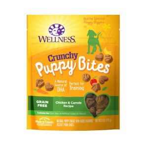 Wellness Puppy Bites Natural Grain Free Crunchy Puppy Treats, Chicken & Carrots Recipe, 6-Ounce Bag