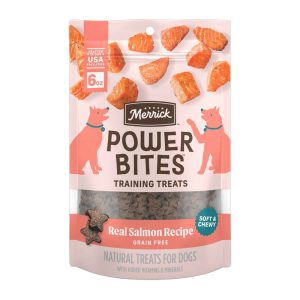 Merrick Power Bites Natural Soft And Chewy Real Meat Dog Treats, Salmon Recipe - 6 Ounce Bag
