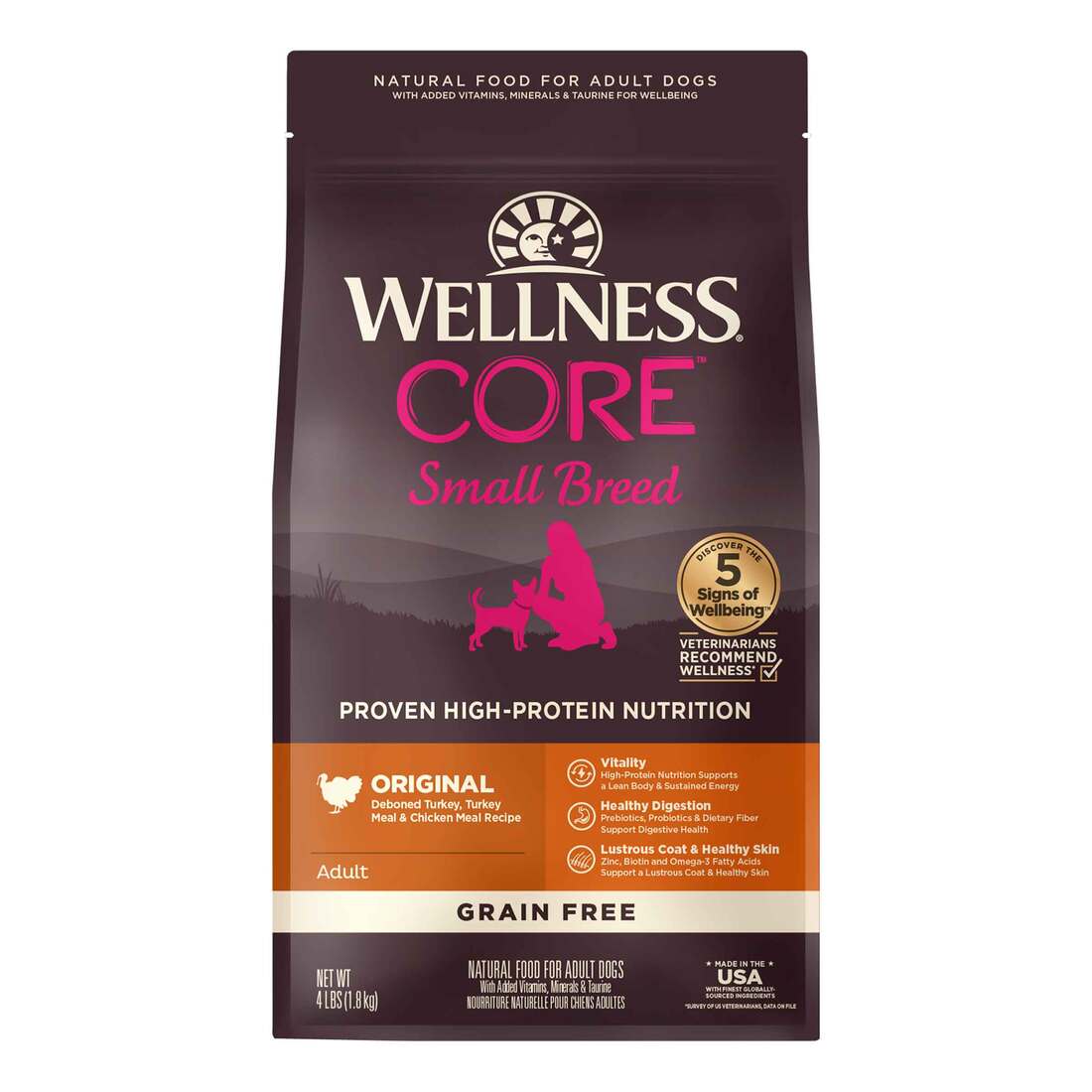 Wellness CORE Natural Grain Free Dry Dog Food, Small Breed, 4-Pound Bag
