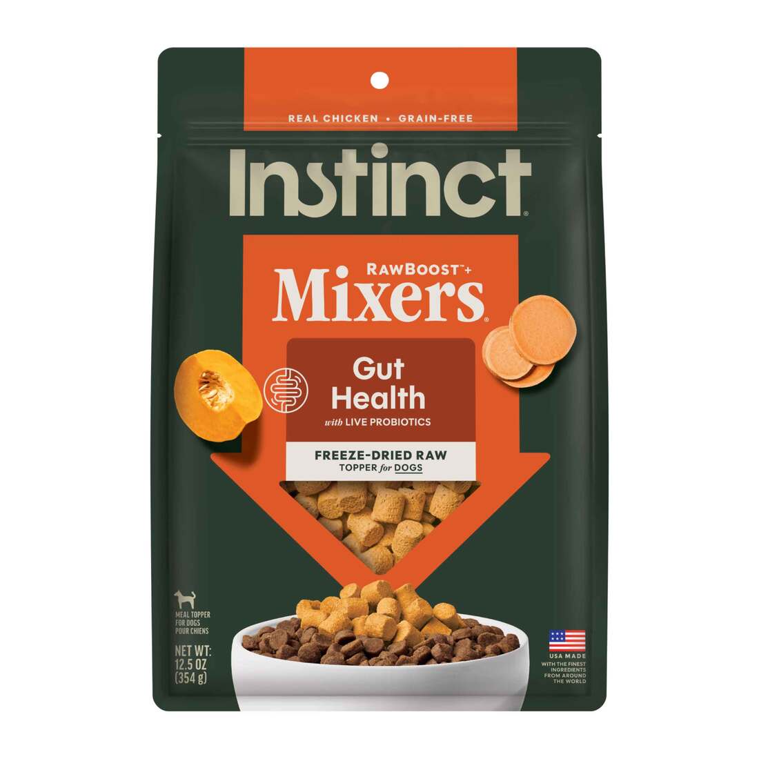 Instinct Raw Boost Mixers Gut Health Freeze-Dried Dog Food Topper, 12.5 Ounce Bag