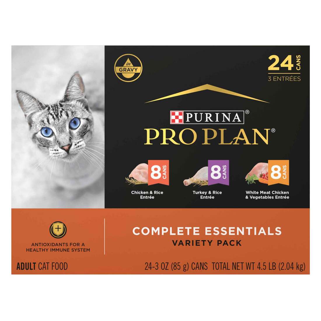 Purina Pro Plan Gravy, High Protein Wet Cat Food Variety Pack, COMPLETE ESSENTIALS Chicken & Turkey
