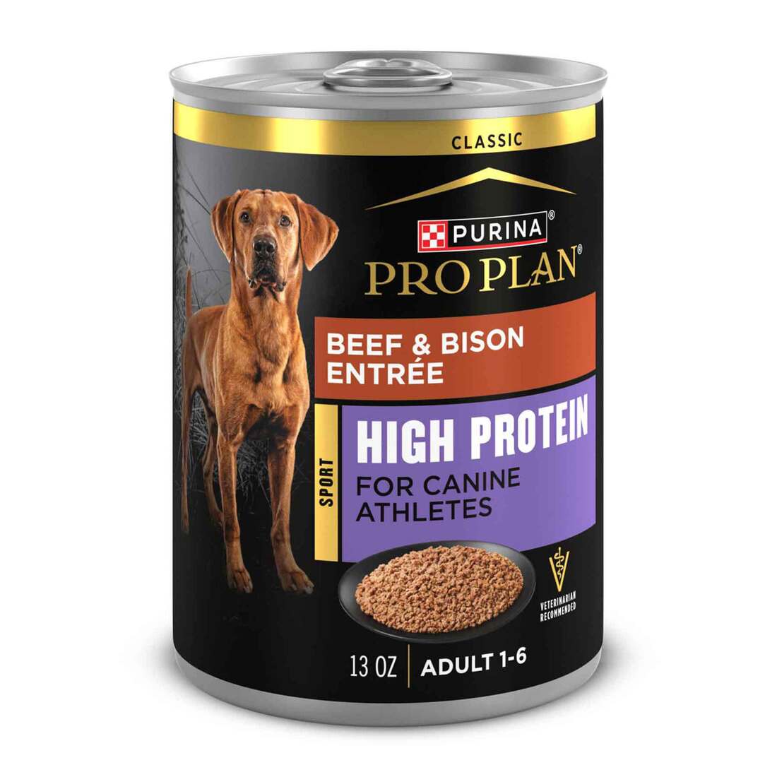 Purina Pro Plan Sport High Protein Wet Dog Food, Beef and Bison Entrée - 13 Ounce Can