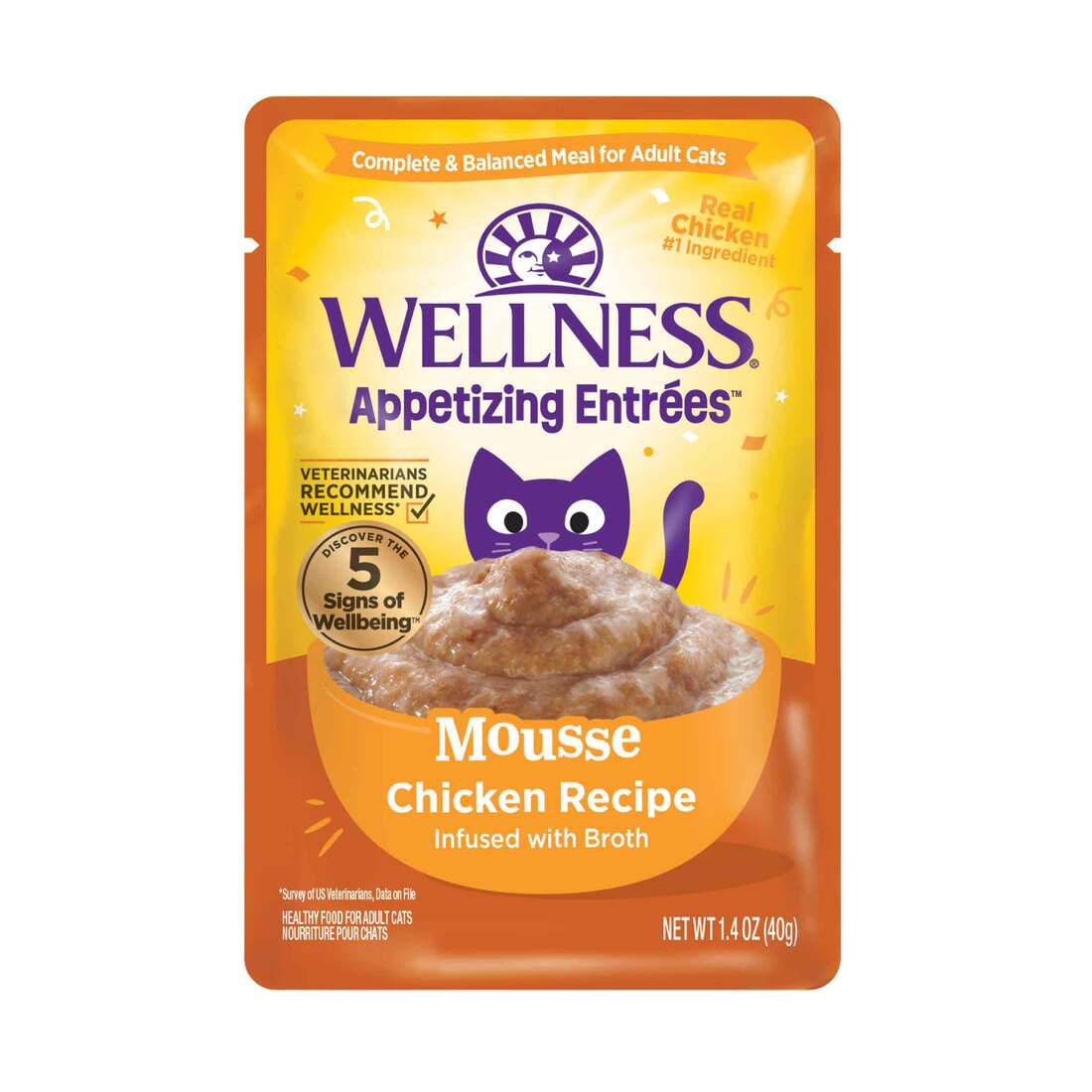 Wellness? Appetizing Entr??es? Mousse Chicken Recipe Infused with Broth Natural Wet Cat Food, 1.4 Oun