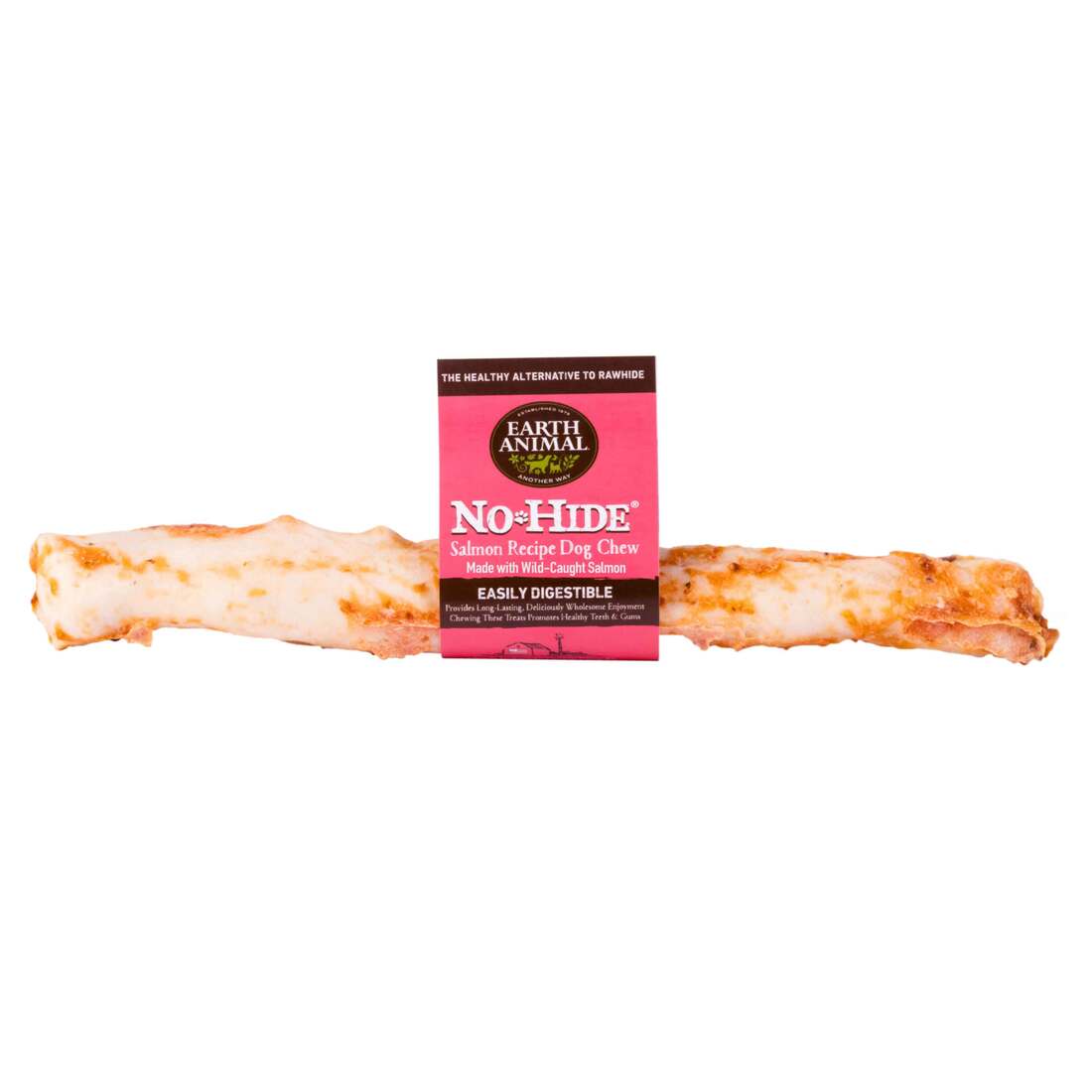 Earth Animal No-Hide Wild-Caught Salmon Large Natural Rawhide Alternative Dog Chew, 1 Count
