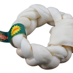 Lennox Rawhide Express Natural Braided Rawhide Donut Dog Chew, 6-7"