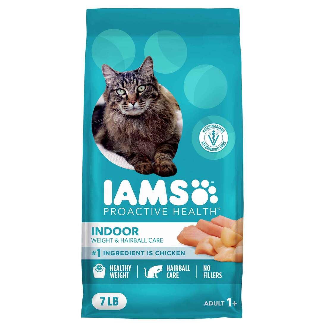 IAMS PROACTIVE HEALTH Adult Indoor Weight Control and Hairball Care Dry Cat Food with Chicken & Turk