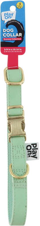 Play On Faux Leather Dog Collar, Mint Green