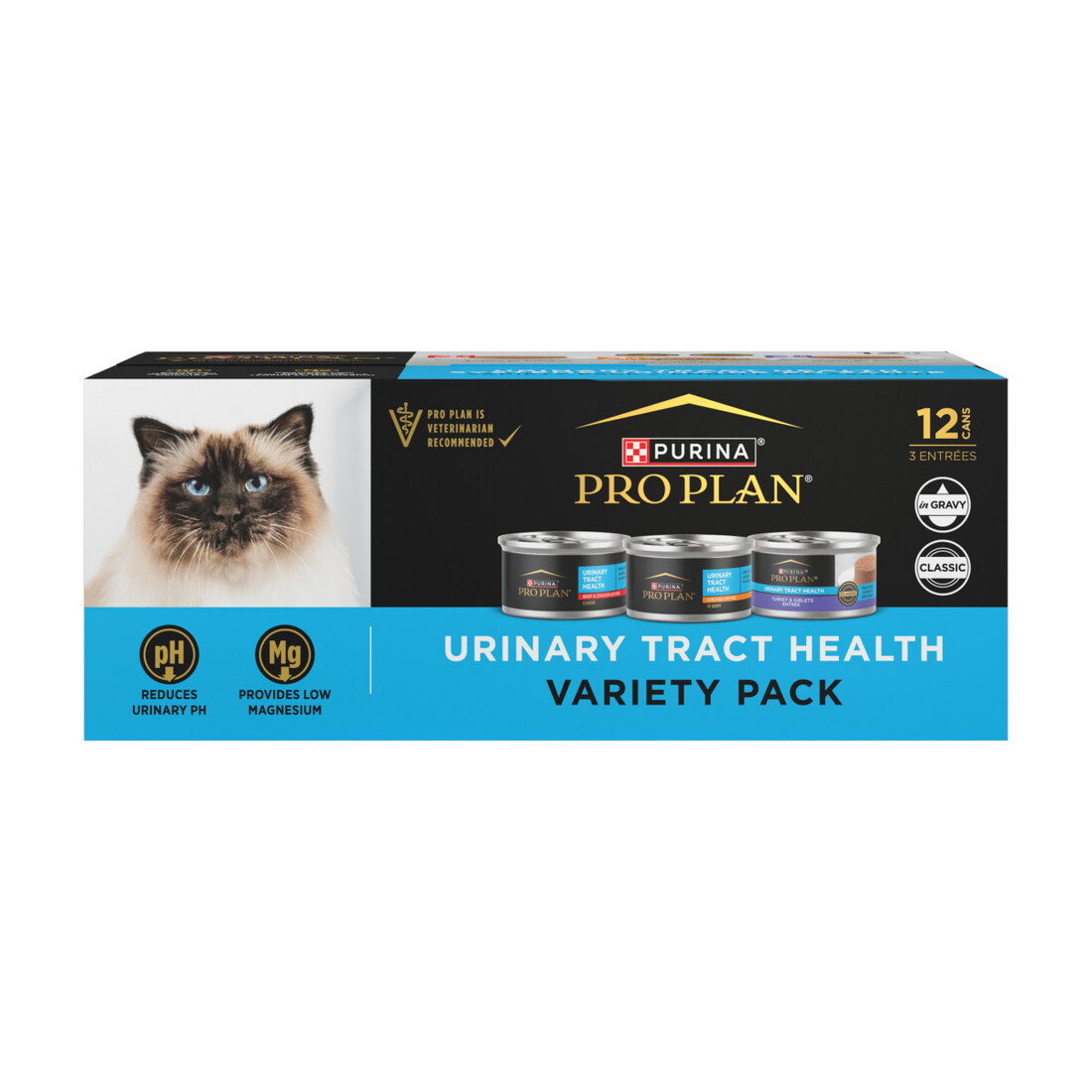 Purina Pro Plan Urinary Cat Food Wet Cat Food Variety Pack, Chicken, Beef and Chicken, and Turkey an