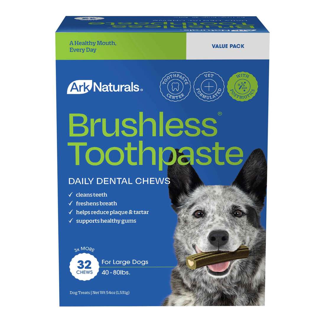 Ark Naturals Brushless Toothpaste For Dogs, Large, 40 Count, 54 Ounces