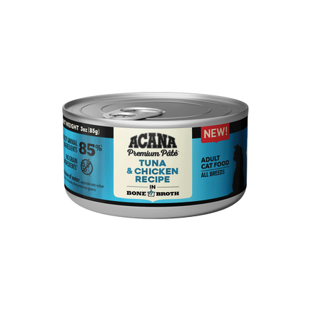 ACANA? Natural Wet Cat Food, Adult Tuna and Chicken in Bone Broth, 3 Ounces