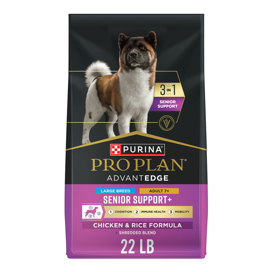 Purina Pro Plan AdvantEDGE Senior Support Plus Large Breed Shredded Blend Chicken and Rice Formula D